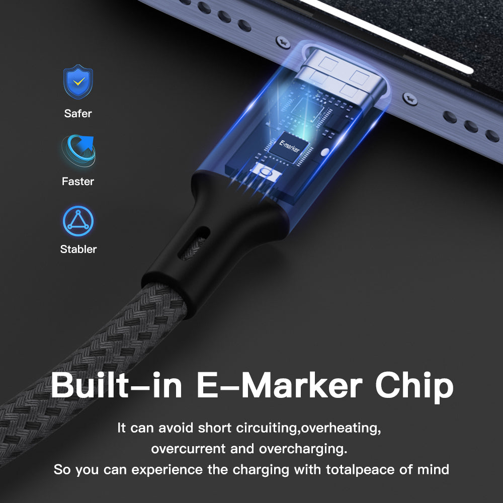 USB 3.0 A to C Fast Charging & Data Cable – 1 Meter (Grey, Braided)