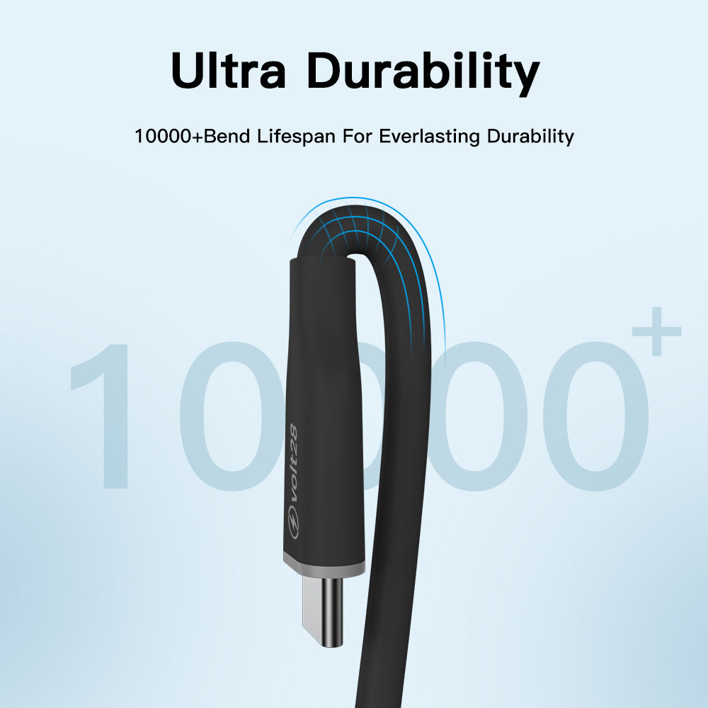 USB 2.0 C to C Fast Charging Cable – 60W, 1 Meter (Black, Silicone)