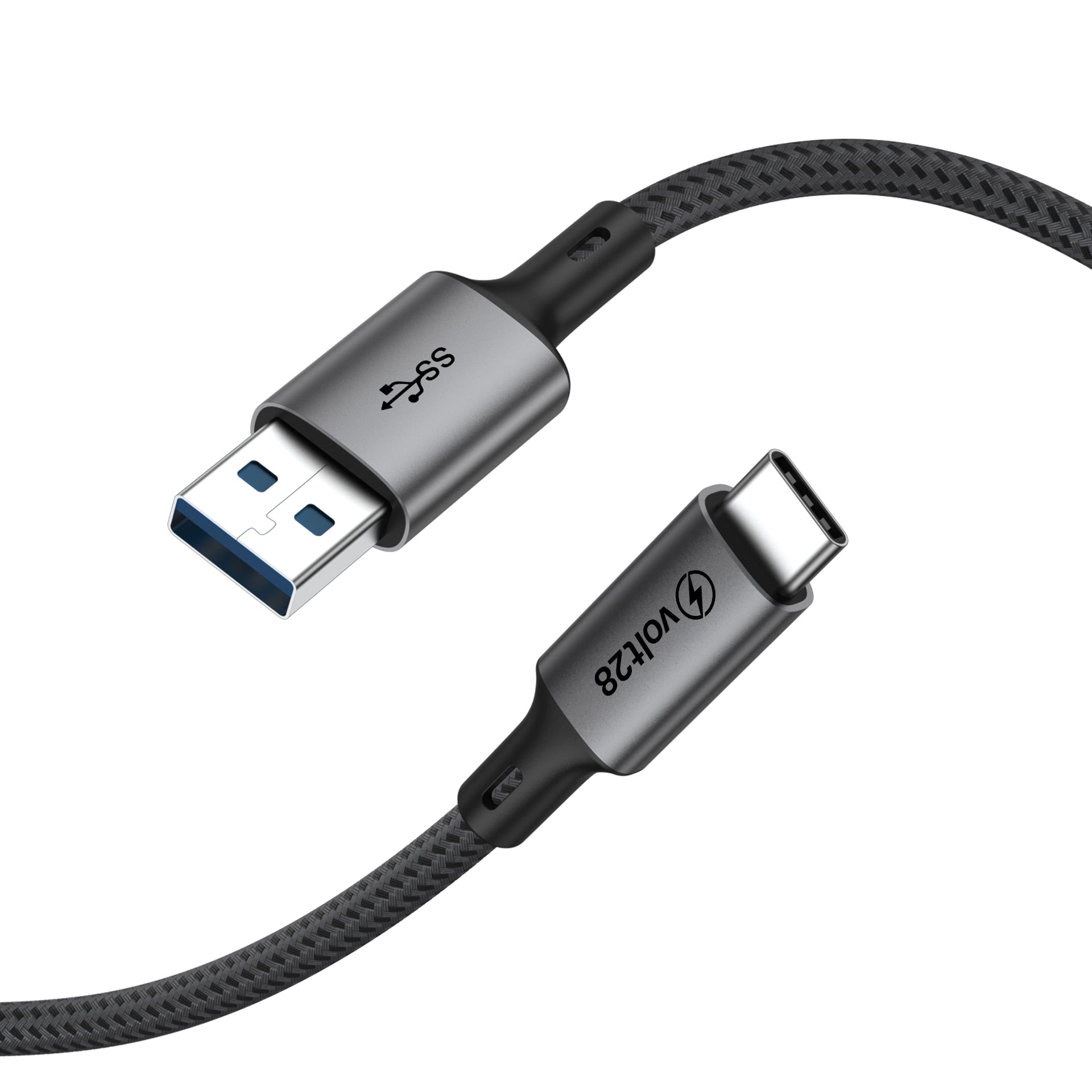 USB 3.0 A to C Fast Charging & Data Cable – 1 Meter (Grey, Braided)